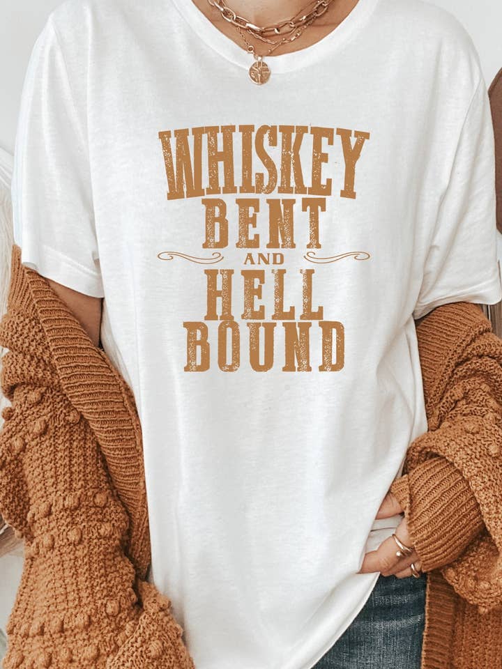 Kissed Apparel - Wholesale Screen Printed T-Shirt - Women's - Whiskey Bent and Hell Bound Western Graphic Tee