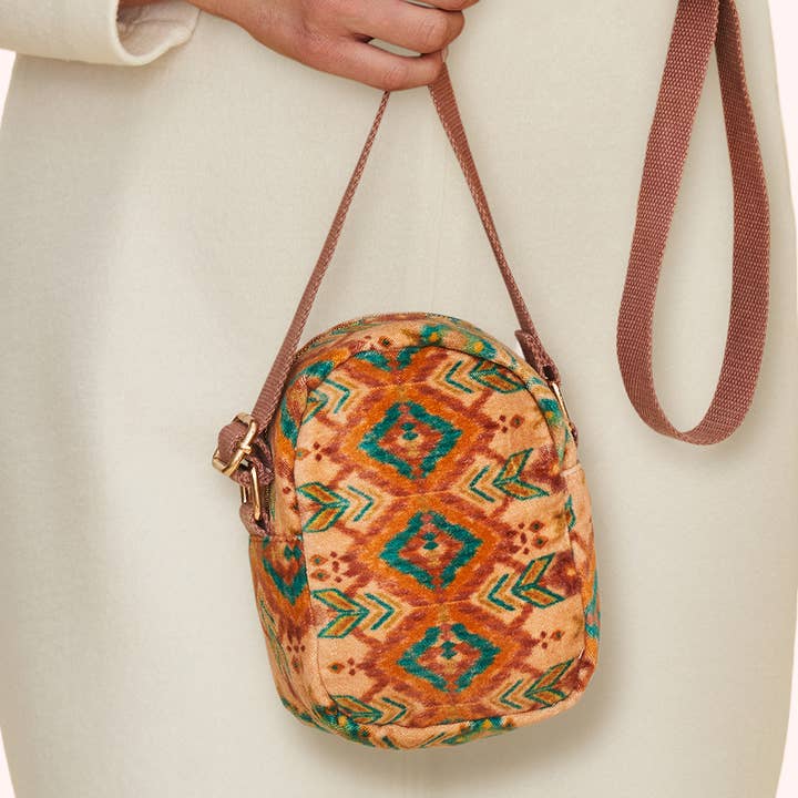 Velvet 'Out & About' Bag - Warm Cream Ikat for wholesale by Powder Design inc - US