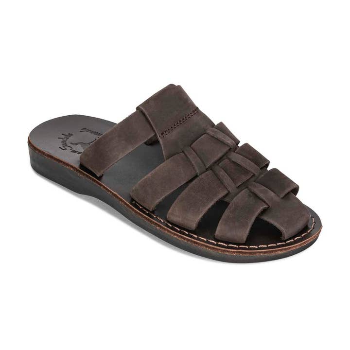 Michael Slide - Sandales Pacific Slide en cuir | Nubuck brun pour la vente par Jerusalem Sandals