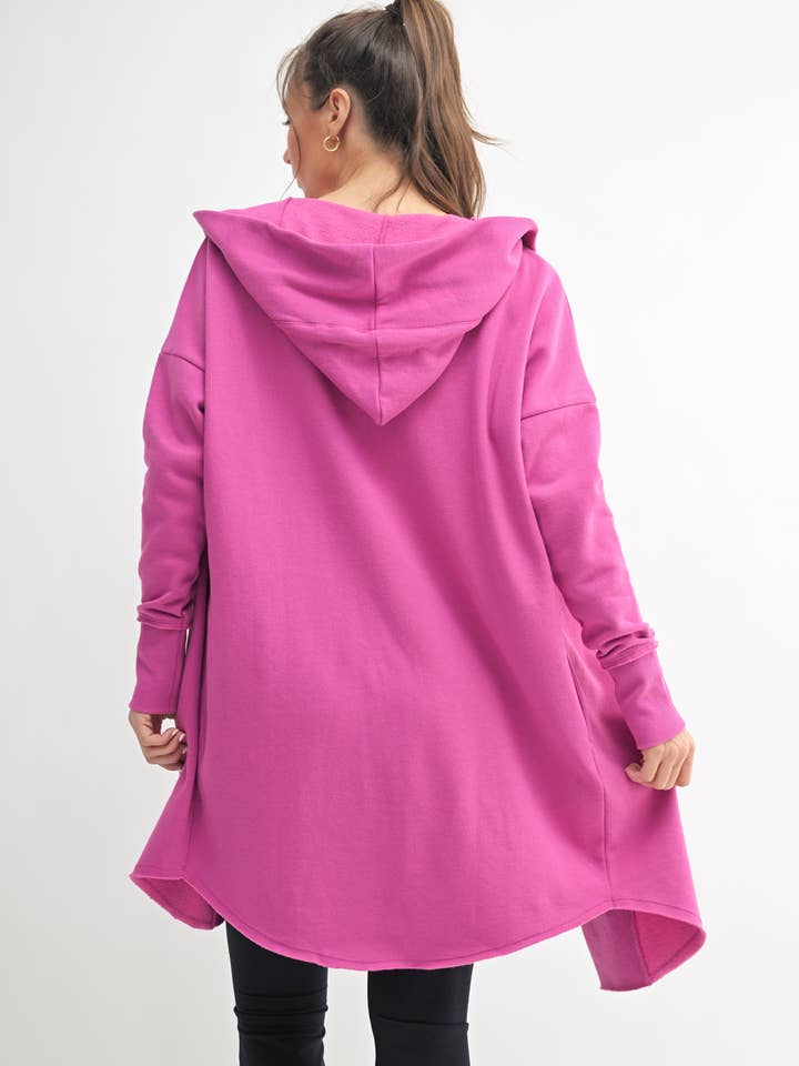Mono B - Wholesale Cardigan - Women's - Open Front Longline Hoodie Cardigan