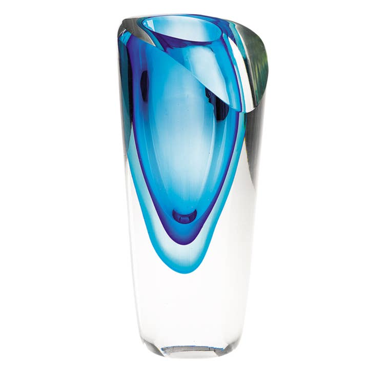 Badash - Wholesale Vase - Azure Mouth Blown Murano Style 7.5" Vase