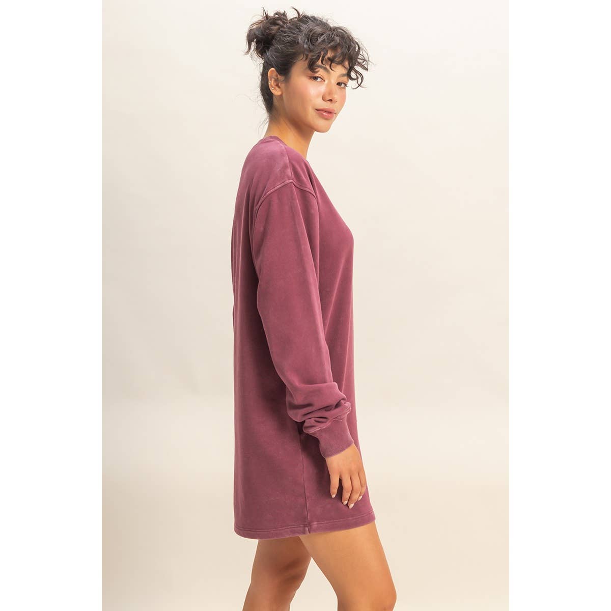 Double Zero - Venta al por mayor Vestido - Mujer - Vestido sudadera mini de gran tamaño lavado mineral35