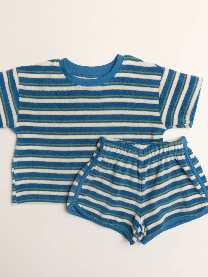 Sterling Set in Thin Blue Green Stripe for wholesale by Winnie + Crew
