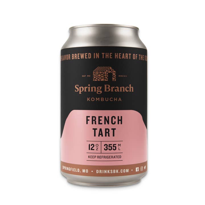 French Tart Kombucha, 12 oz (Grapefruit & Elderflower) for wholesale by Spring Branch Kombucha