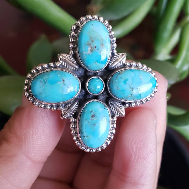 Anel de prata esterlina 925 com turquesa americana (R-123) por atacado de GTG Gems Corp