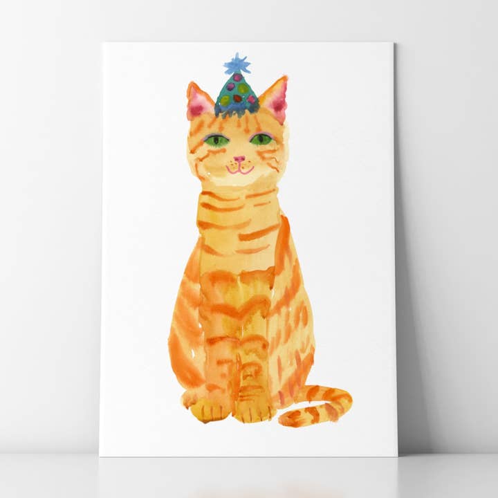 Impressão giclée de gato de festa de gengibre por atacado de Rosie Webb illustrations