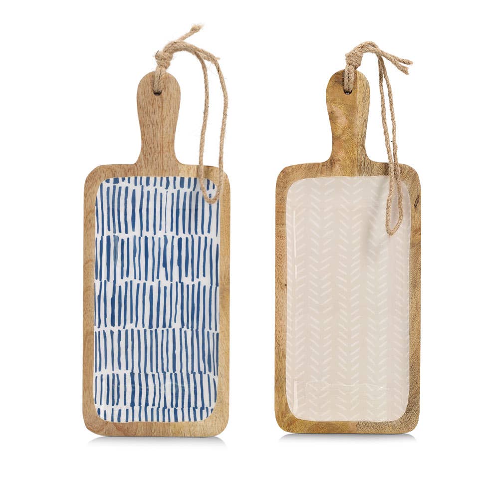 Serving board, mango wood, blue for wholesale on Faire3