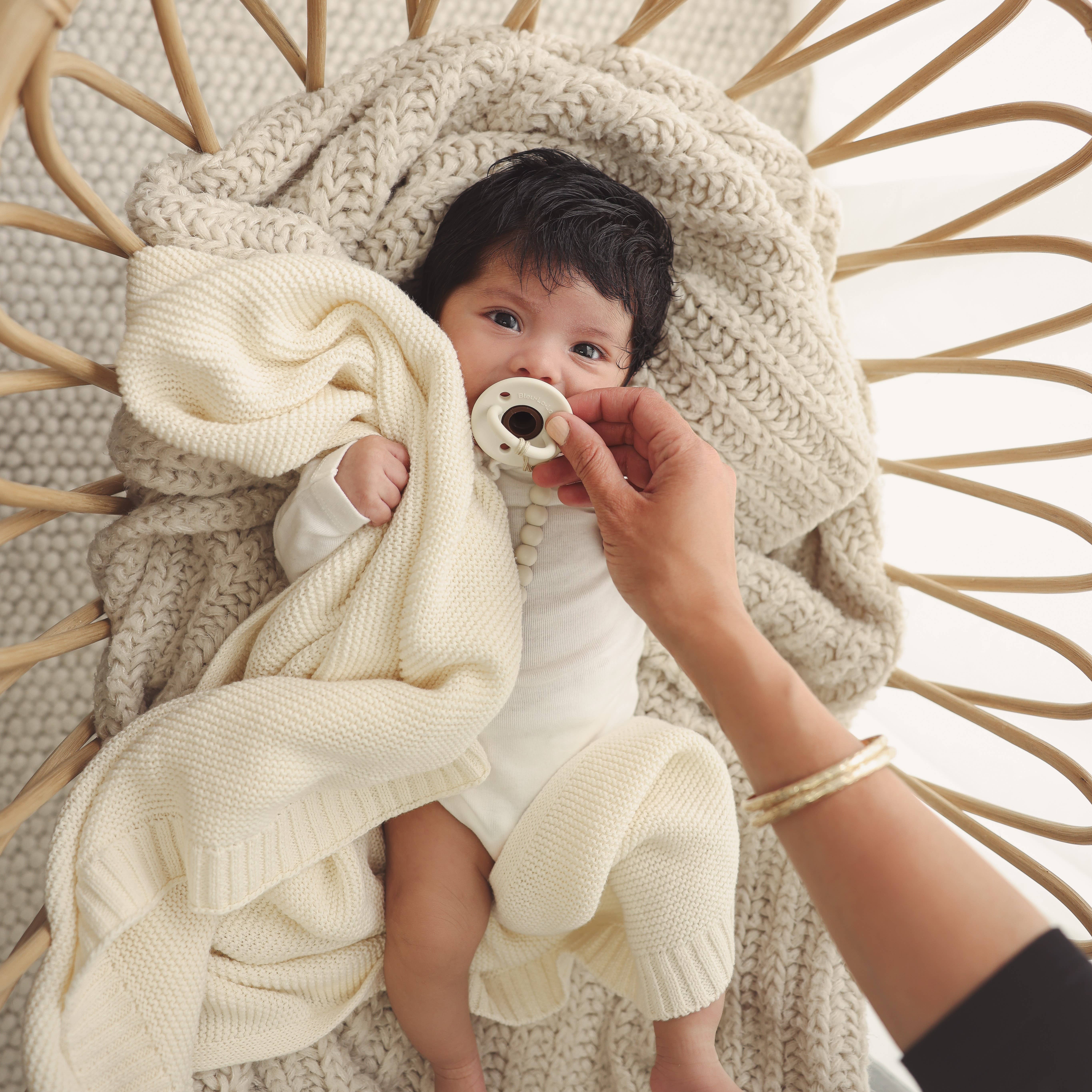 Bleu La La - Wholesale Receiving Blanket - Baby - Heritage Knit 100% Organic Cotton Swaddle Baby Blanket23