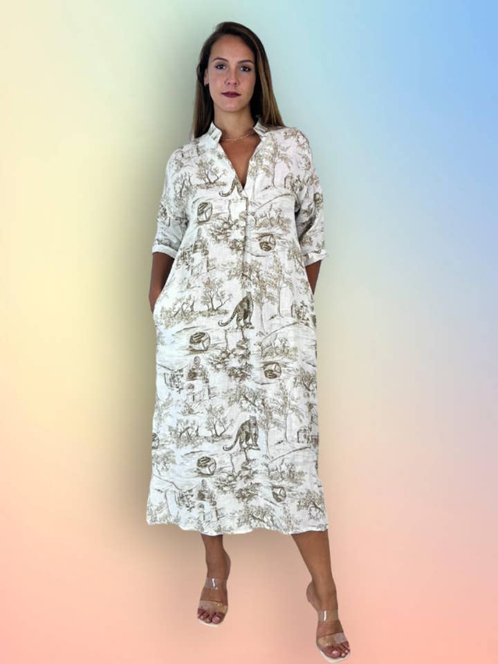 REF 293400 100% LINEN HAND COLLAR T-SHIRT for wholesale by Linen & More