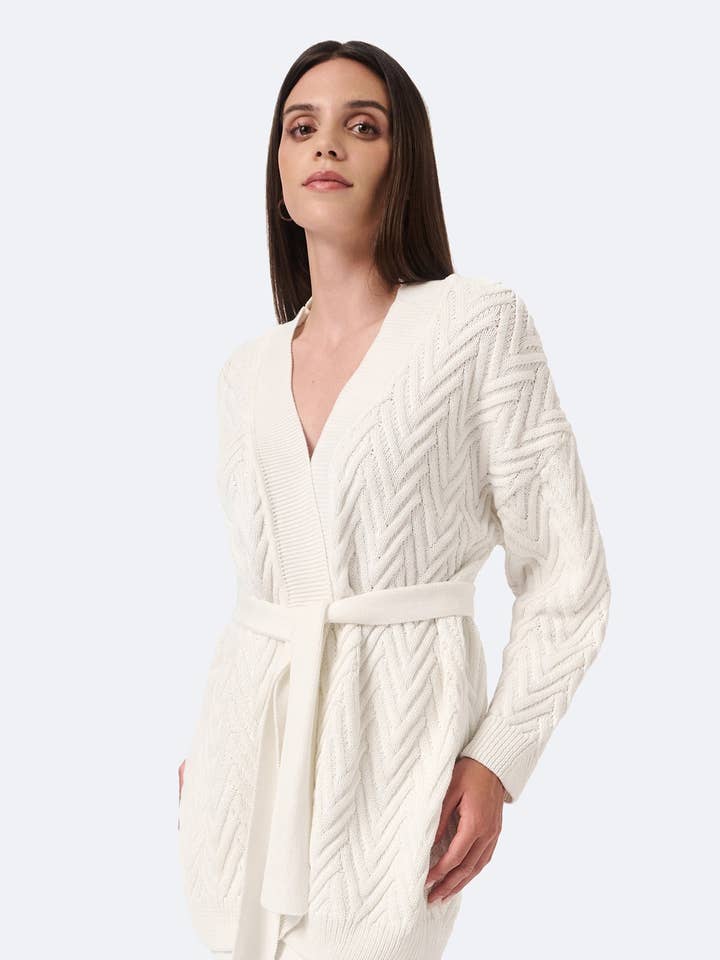 Knitted herringbone line wrap cardigan for wholesale by Mila.Vert