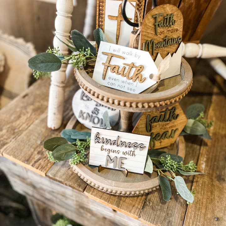 The Nest Home - Wholesale Decorative Tray - Faith Over Fear Tiered Tray Set