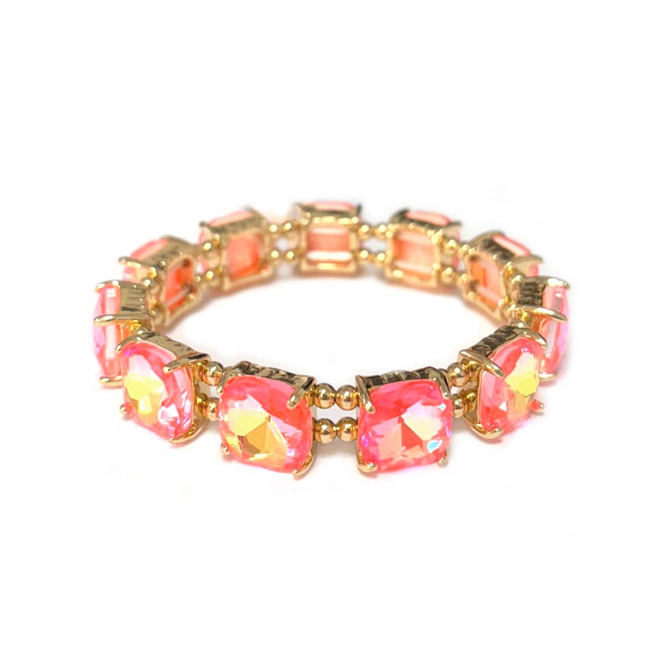 StarryNYC - Wholesale Schakelarmband - Neon kussen geslepen glazen kristal verbonden stretch armband2