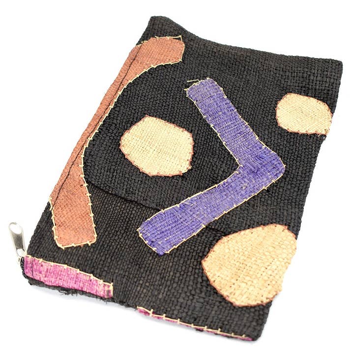 Swahili | AFRICAN MODERN - Wholesale Makeup/Cosmetic Bag - African Joy Congo Raffia Cosmetics Pouch - Assorted