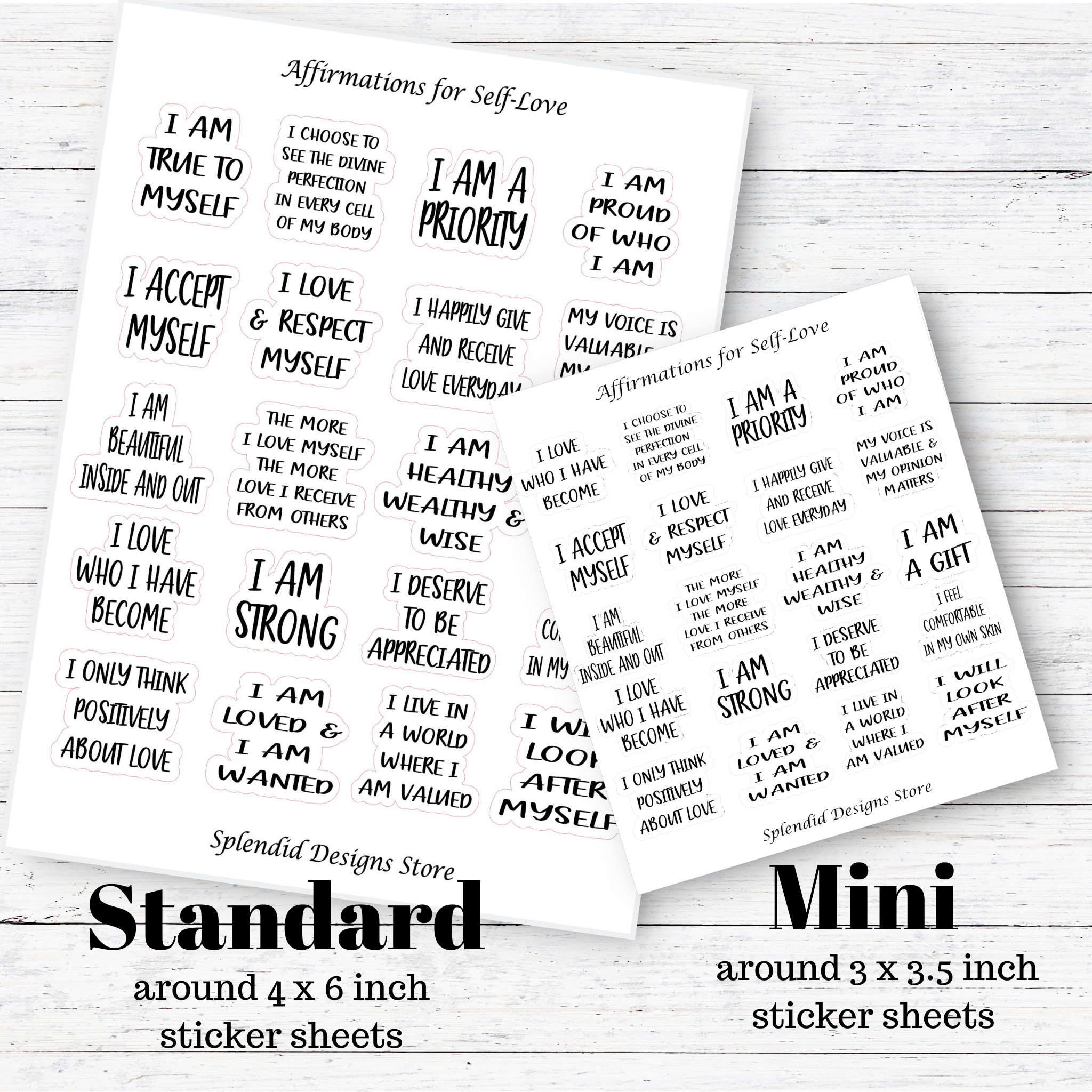 Splendid Designs Store - Wholesale Sticker - Positive Affirmations for Self-Love Sticker Sheet2
