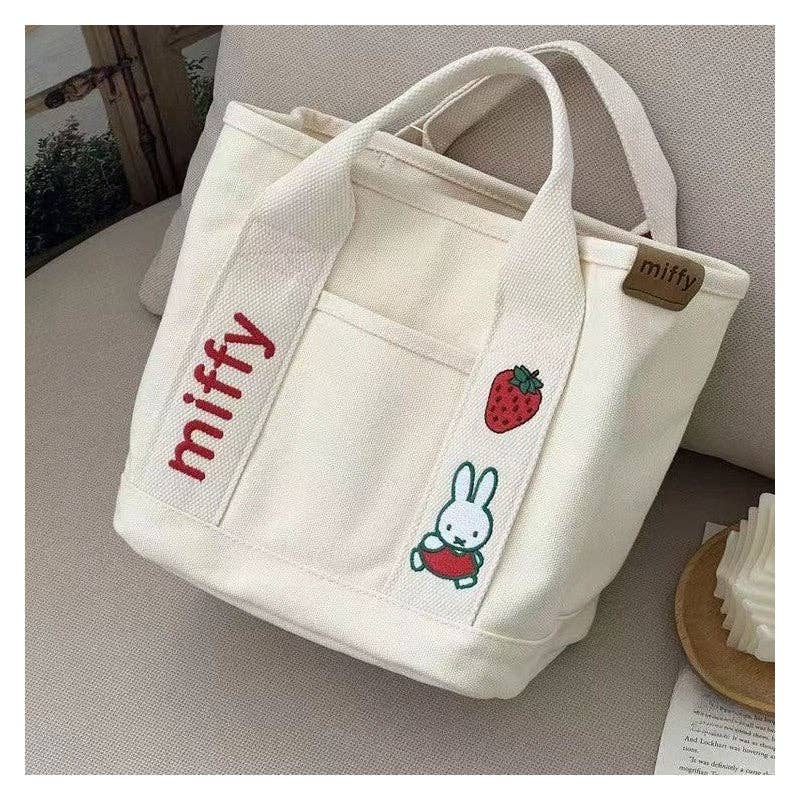 FurDecoration - Wholesale Tote Bag - Women's - Cute Rabbit Embroidered Canvas Tote Bag1