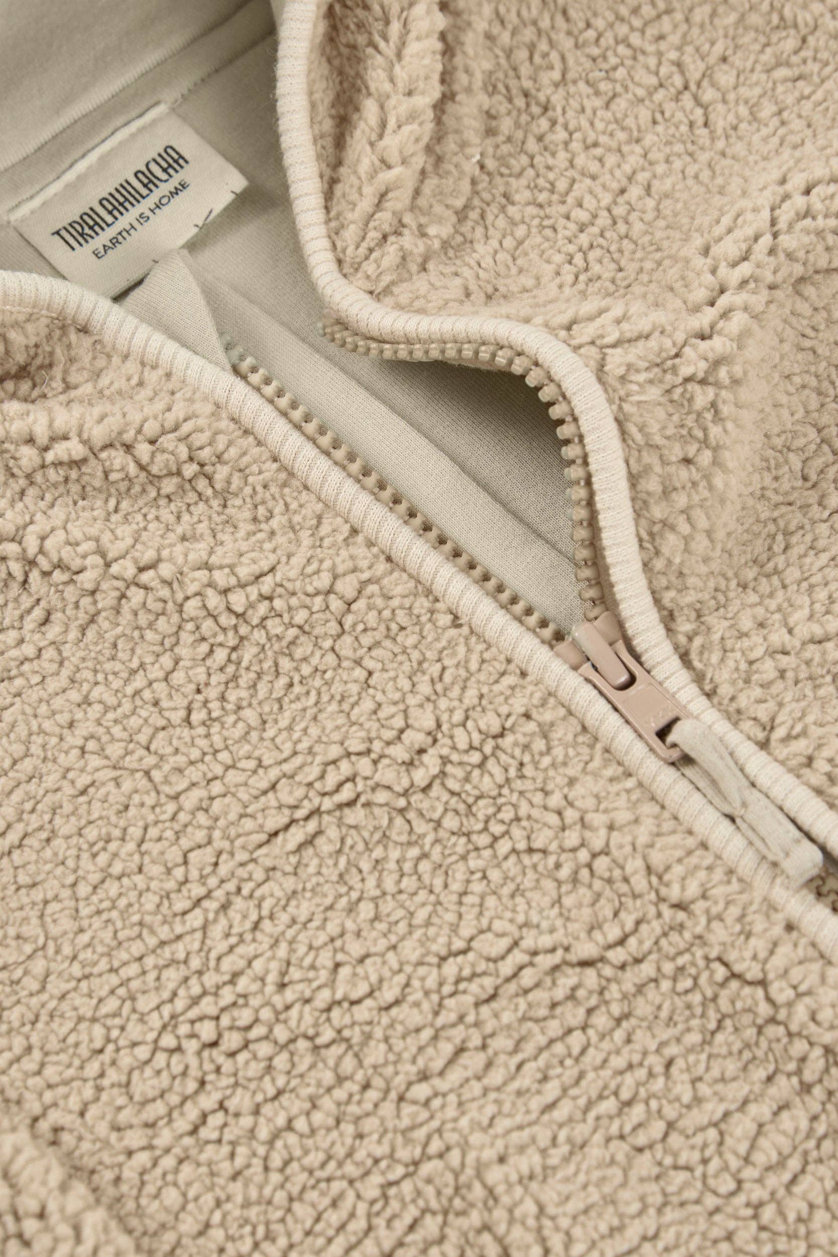 bianco Giacca Sherpa per Bambini in Cotone Organico di Colore Ecru in vendita all'ingrosso su Faire2