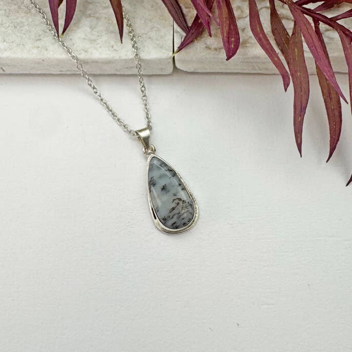 Handcrafted Semiprecious Stone Necklace - Dendritic Opal for wholesale by Anju Jewelry