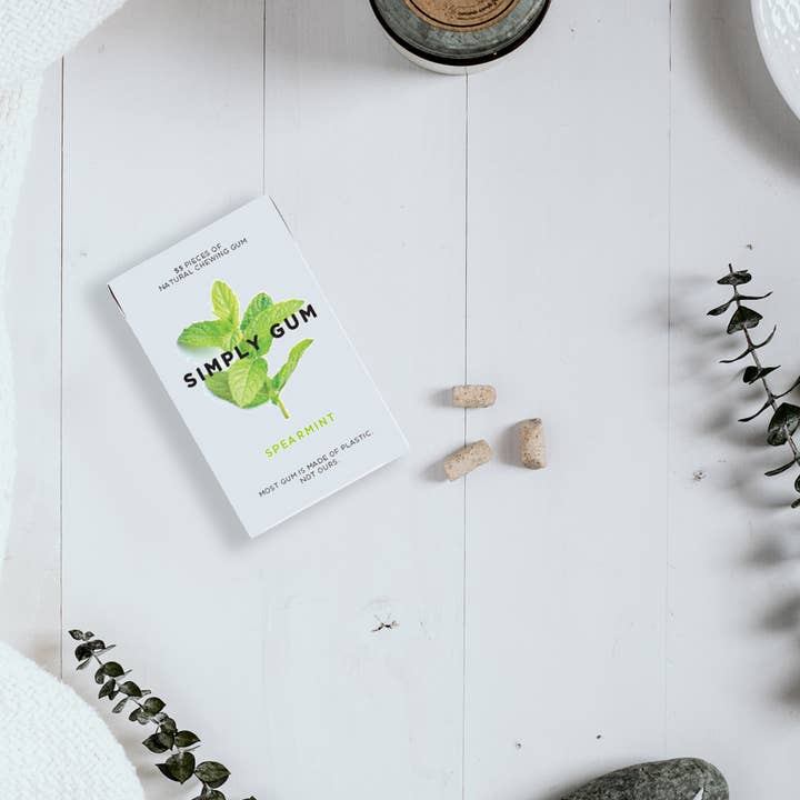 Spearmint Chewing Gum 55 Ct - Natural + Plastic-Free | 6 Pk for wholesale by Simply Gum