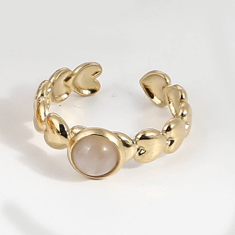 Mio Queena - Wholesale Single Stone/Solitaire Ring - Stainless Steel Inlaid  Stone Gold-plated Rings - FGS/CS14