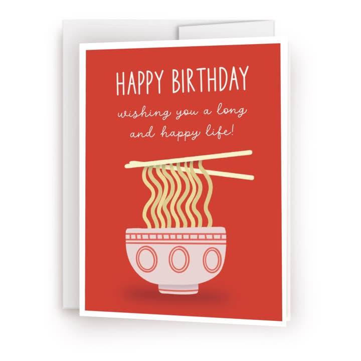 Happy Birthday Noodle Greeting Card for wholesale by Happy Little Paper Co