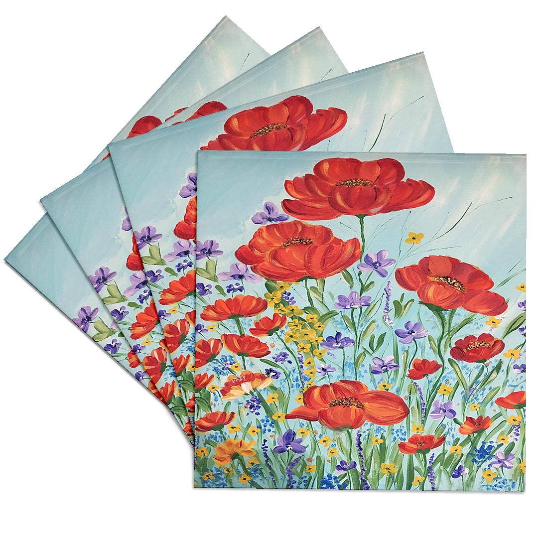 3dRose – wholesale Underlägg – 3dRose, Bild av röda vallmoblommor, Underlägg0