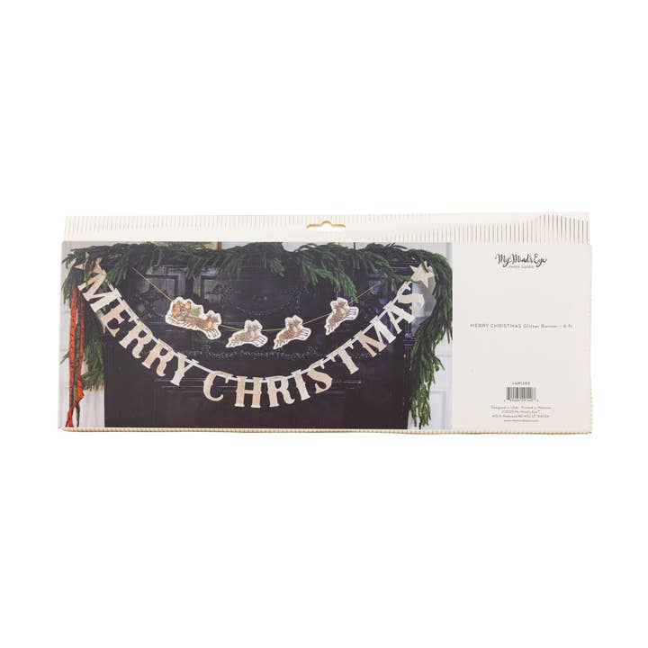 LUX1202 - Merry Christmas Glitter Chipboard Banner for wholesale by My Mind’s Eye