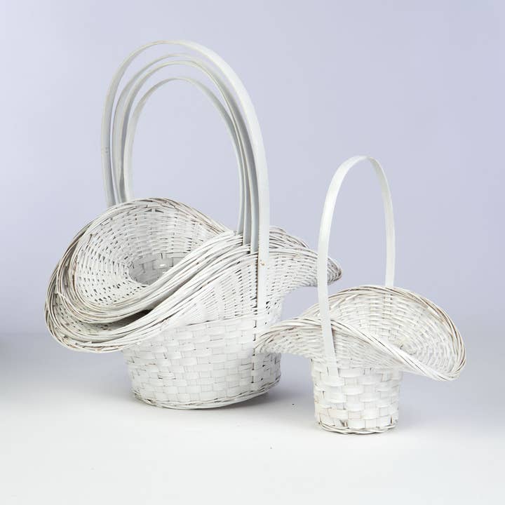 Set/5 White Painted Princess Baskets - Floral or Gift for wholesale by Willow Group