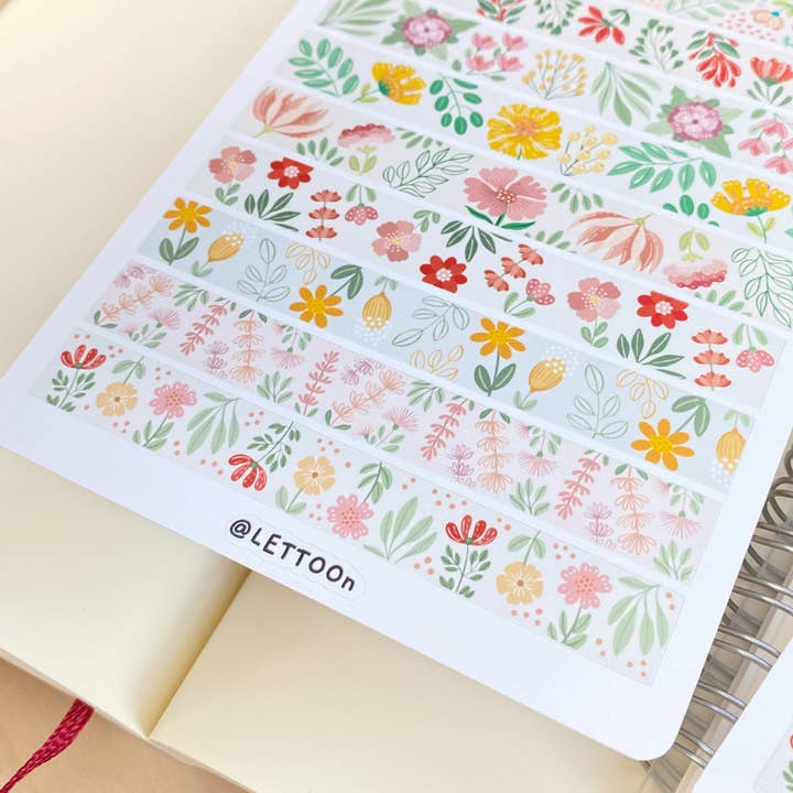 Lettoon - Wholesale Sticker - Sticker Sheet - Colourful Flower Washi Tape6