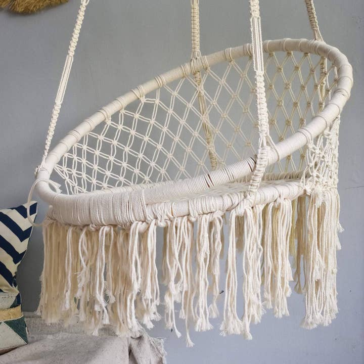 Joglo living - Wholesale Hammock - Round macrame hammock swing chair1