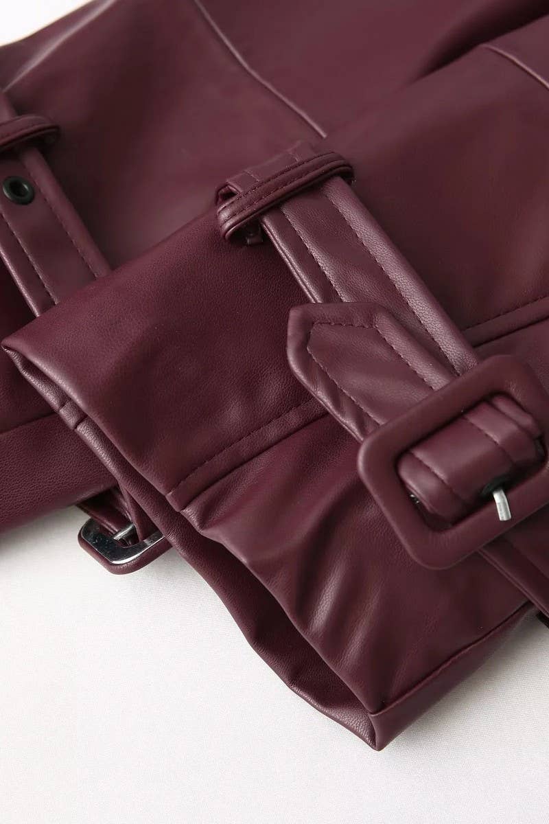 NINEXIS - Wholesale Coat - Women's - CWOCO1059_SOLID COLOR VINTAGE LAPEL LEATHER JACKET8