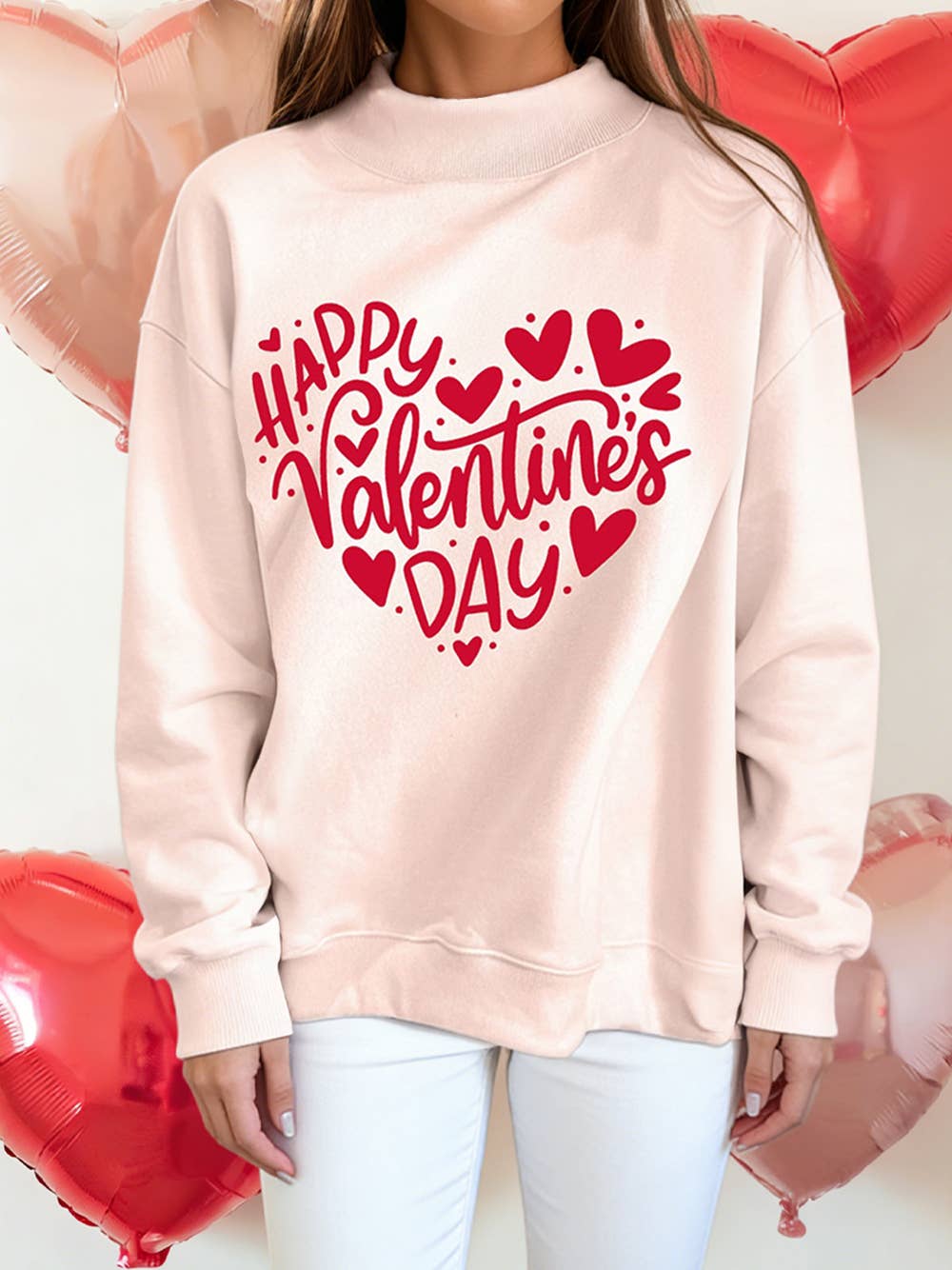 1 the Woman - Vente Sweat-shirt – femme - Sweat-shirt à col montant avec patch cœur en chenille pour la Saint-Valentin11