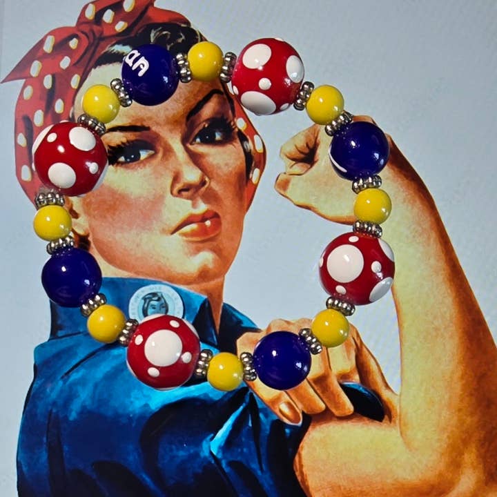 Fiona Accessories - Wholesale Jewelry Set - Rosie the Riveter Jewelry Beaded Necklace Bracelet Earrings
