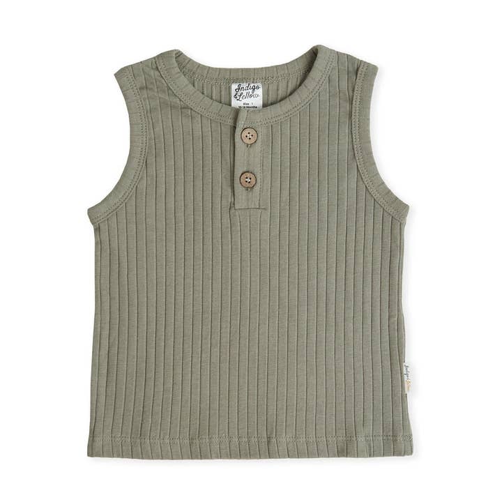 Ollie Singlet - Rib olijfgroen voor wholesale door Indigo & Lellow