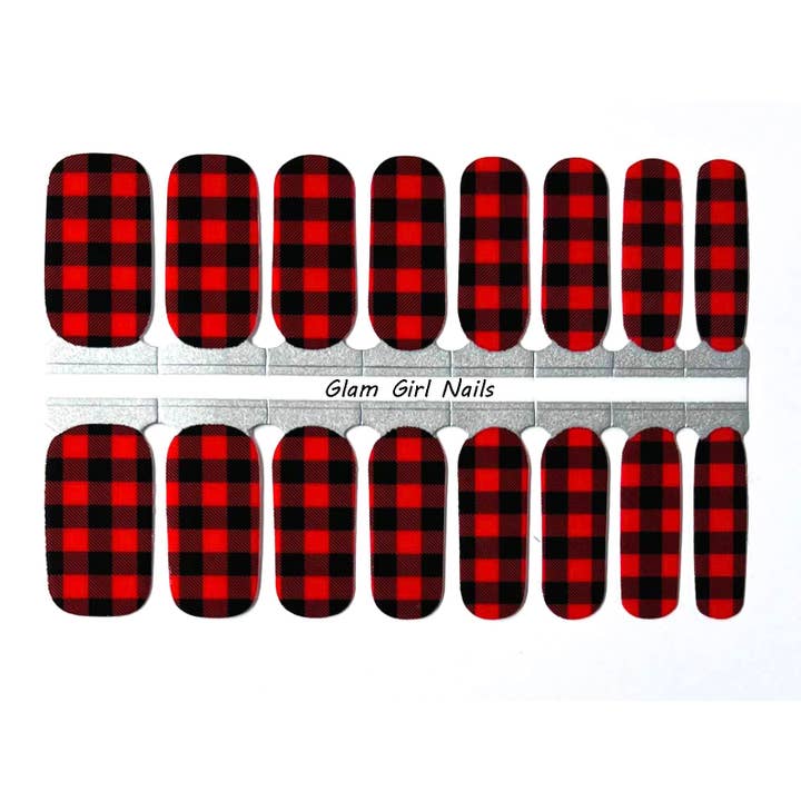 Glam Girl Nails – Engroshandel Negledesign – Buffalo Plaid Jul Nail Wraps
