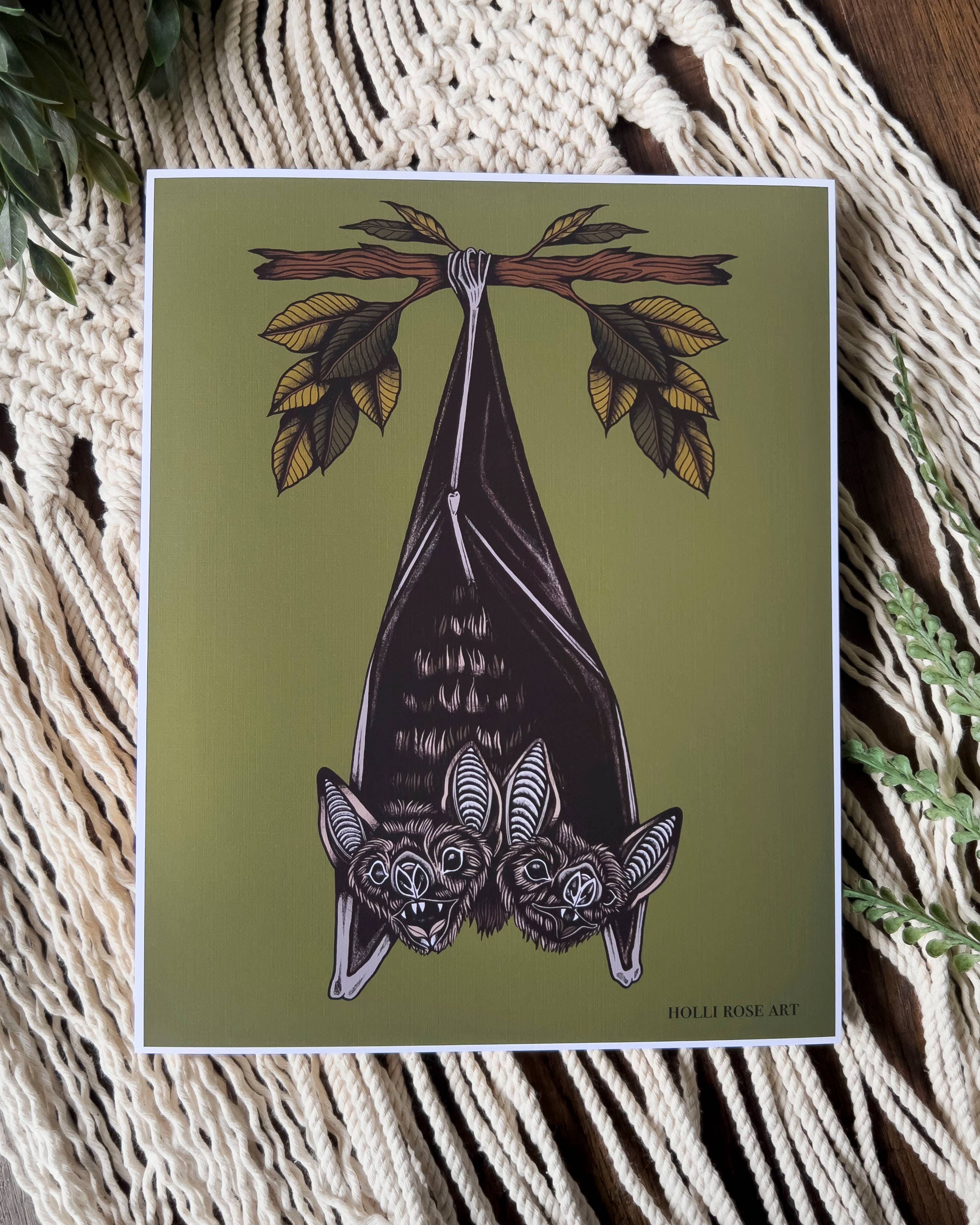 Holli Rose Art - Vente Affiche d'art - Impression d'art de chauve-souris à deux têtes1