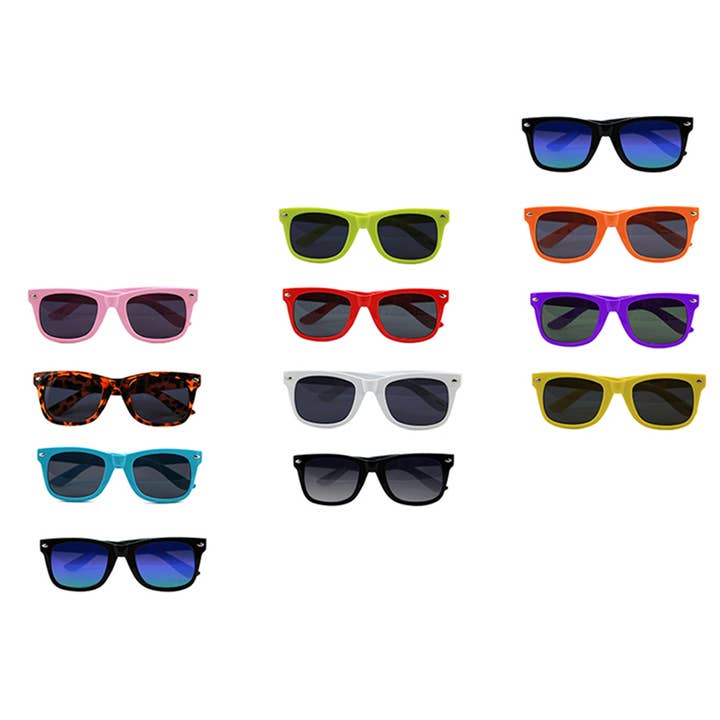 P1301 Óculos de Sol Kids Wayfarer Color Armação Dozen por atacado de Pop Fashionwear Inc