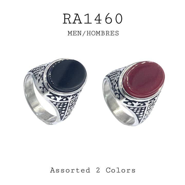 Anel masculino de cores variadas em aço inoxidável por atacado de Nisso & Co. NYC Jewelry Wholesale