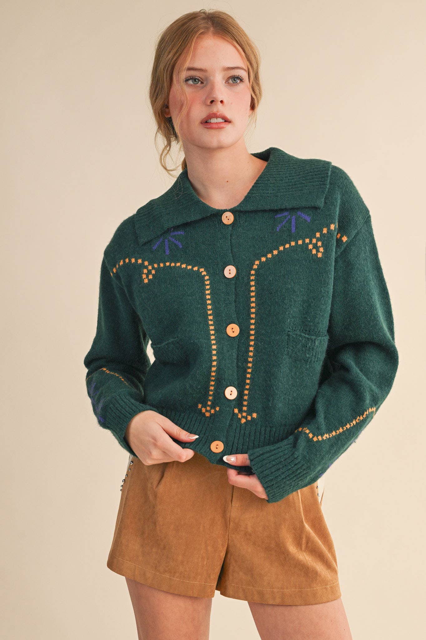 &MERCI - Wholesale Cardigan - Women's - WESTERN DESIGN SWEATER CARDIGAN MSW112179