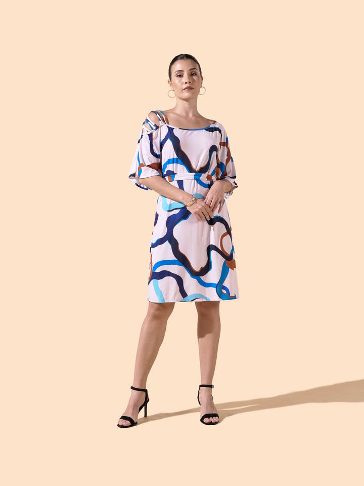 Vestido corto de media manga - Alzira para venta al por mayor de Osanna Creazione