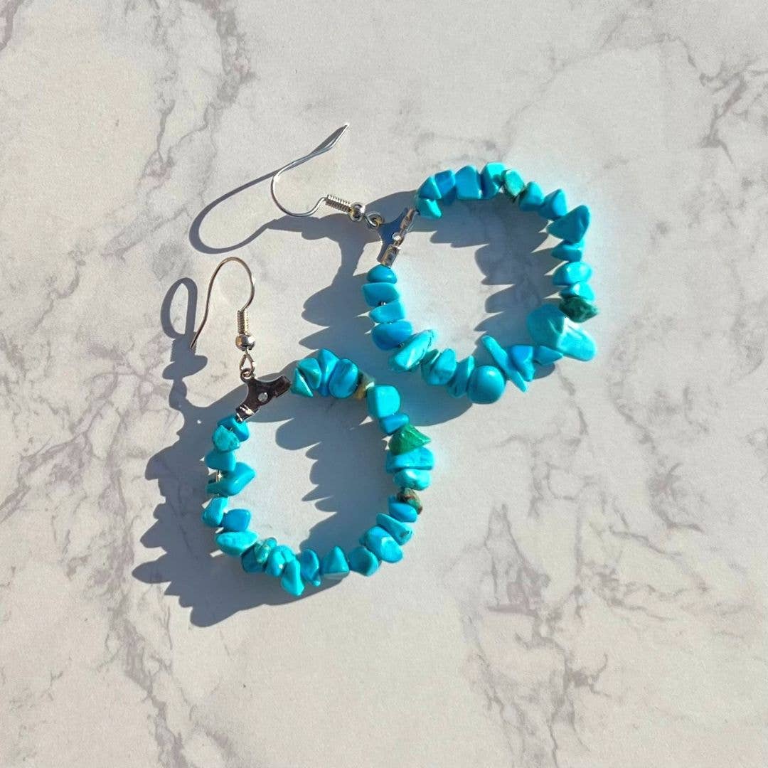 Gypsy Soul - Wholesale Dangle Earrings - Boho Gemstone Earrings Hoop - 12 Pairs5