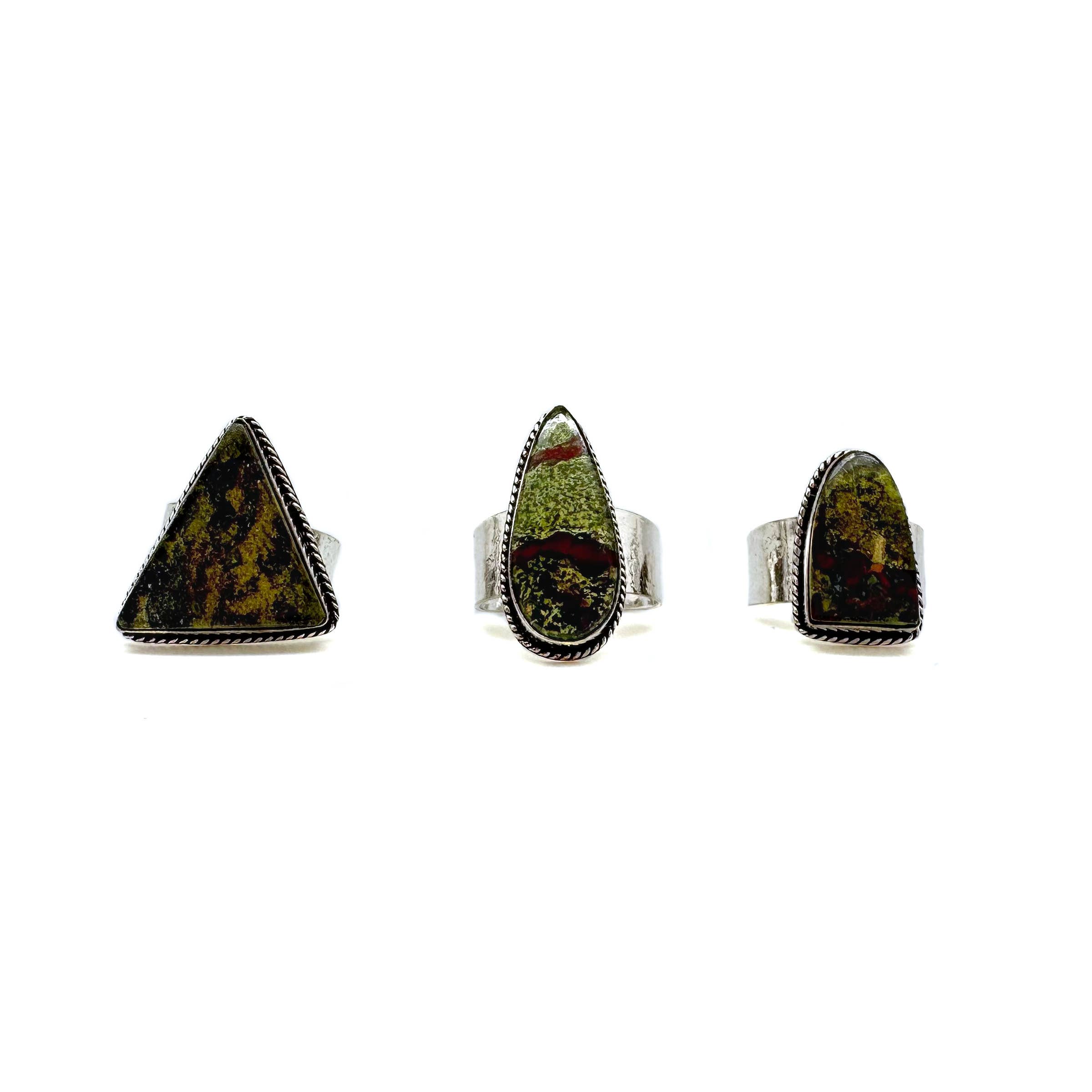 Anju Jewelry - Venta al por mayor Anillos grandes/de cóctel - Anillo de piedra semipreciosa Kashi hecho a mano - Piedra de dragón2