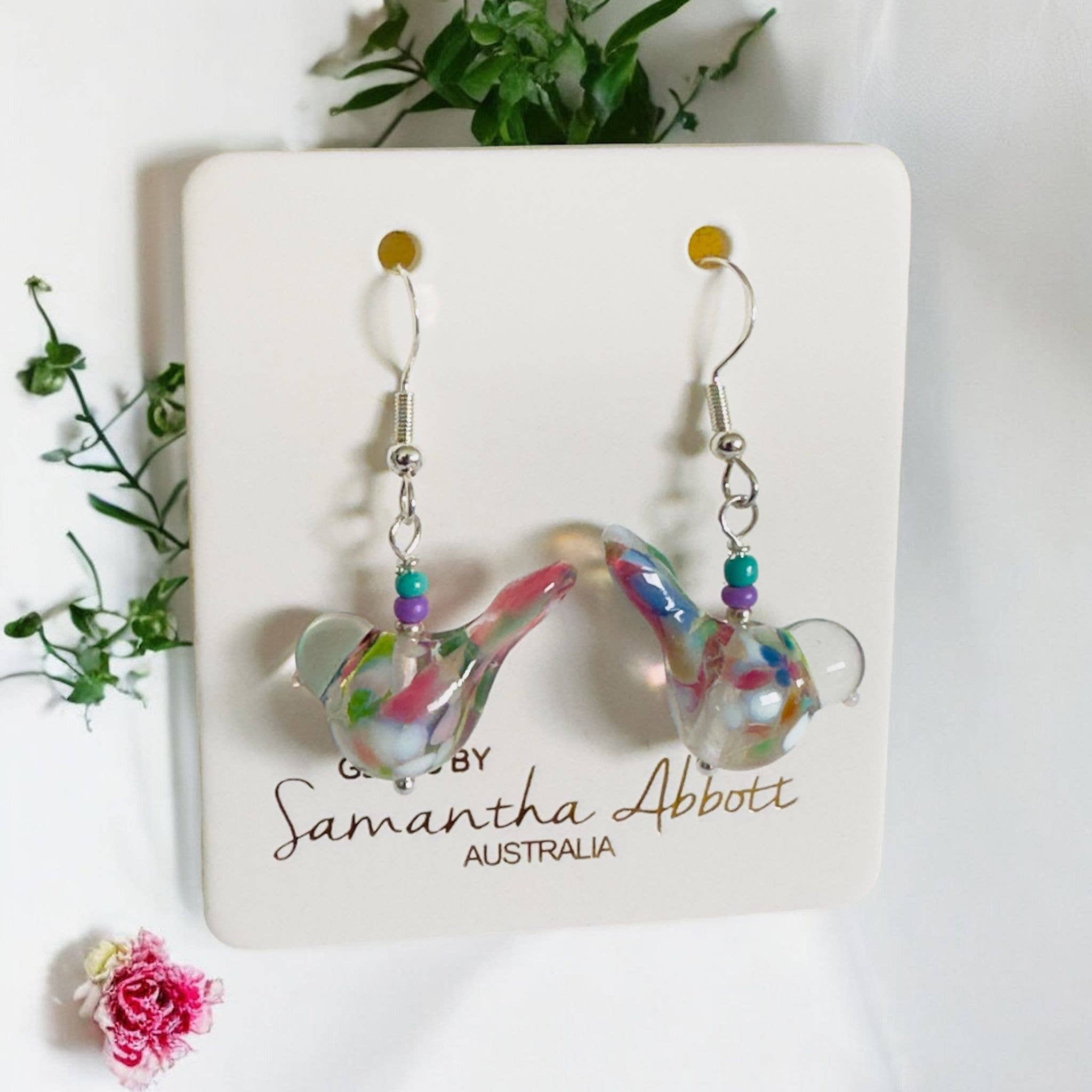 Samantha Abbott - Wholesale Dangle earrings - Hand crafted glass bird earrings