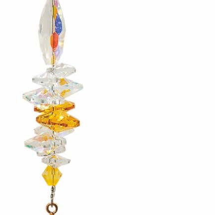 Austrian Crystal Suncatcher, Multi -faceted with Colourful, Psychedelic, Floral Teardrop for wholesale by Byzantium Collection Ltd