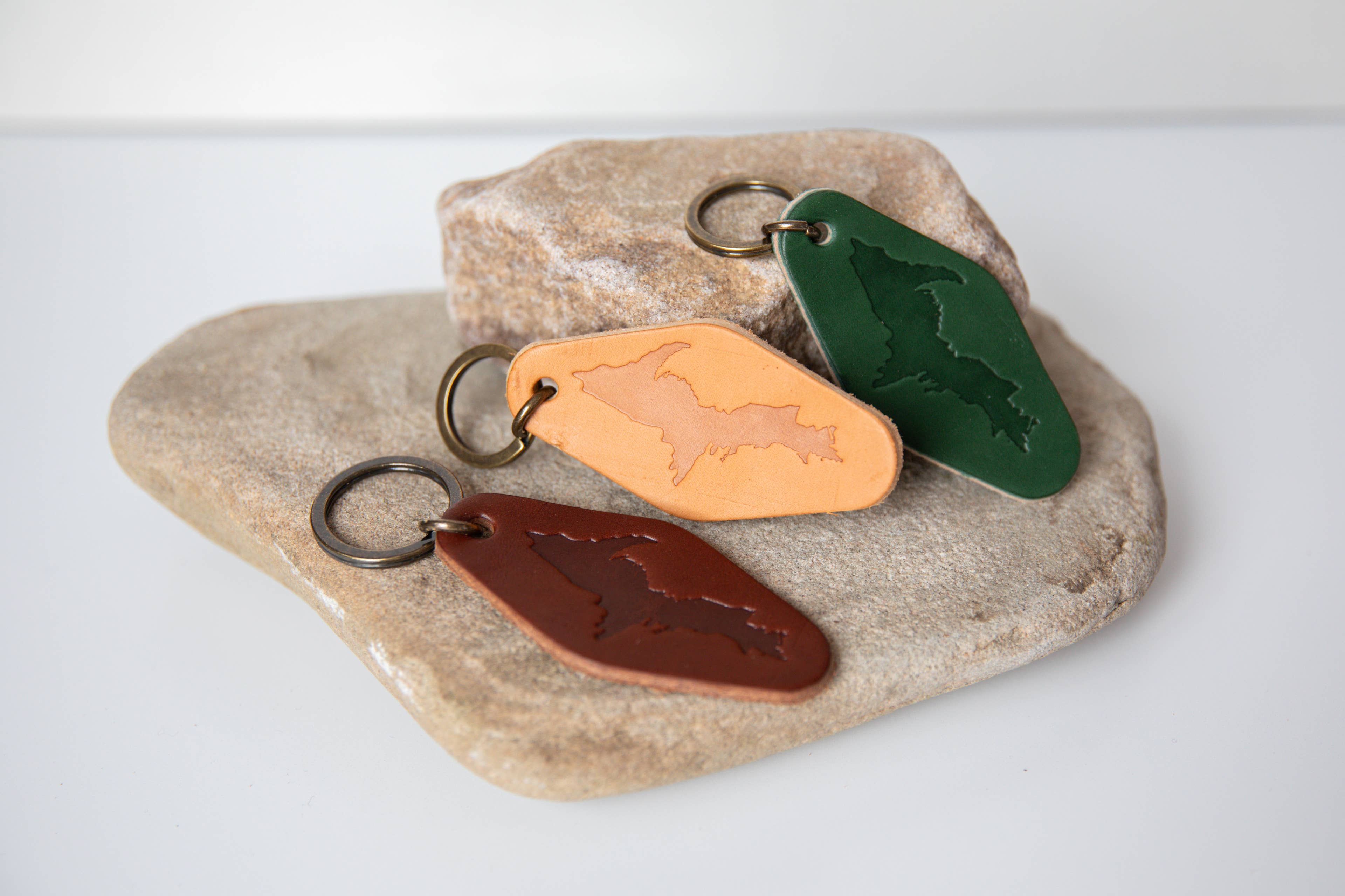 Aura Design Co. - Wholesale Keychain - Unisex - Leather Keychain - Upper Michigan UP Stamped1