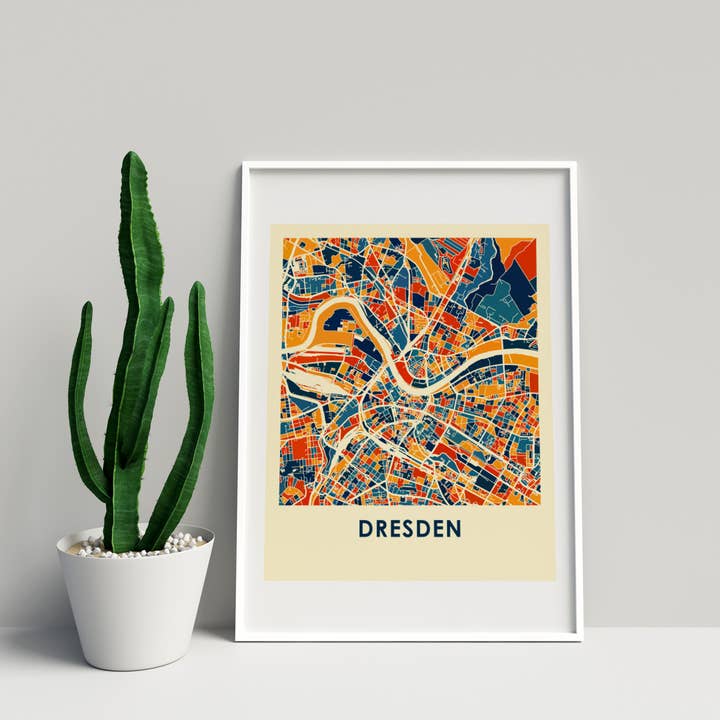 8 ”x 10" PrussianDresden Map Print - Chroma Style för wholesale av ILIKEMAPS