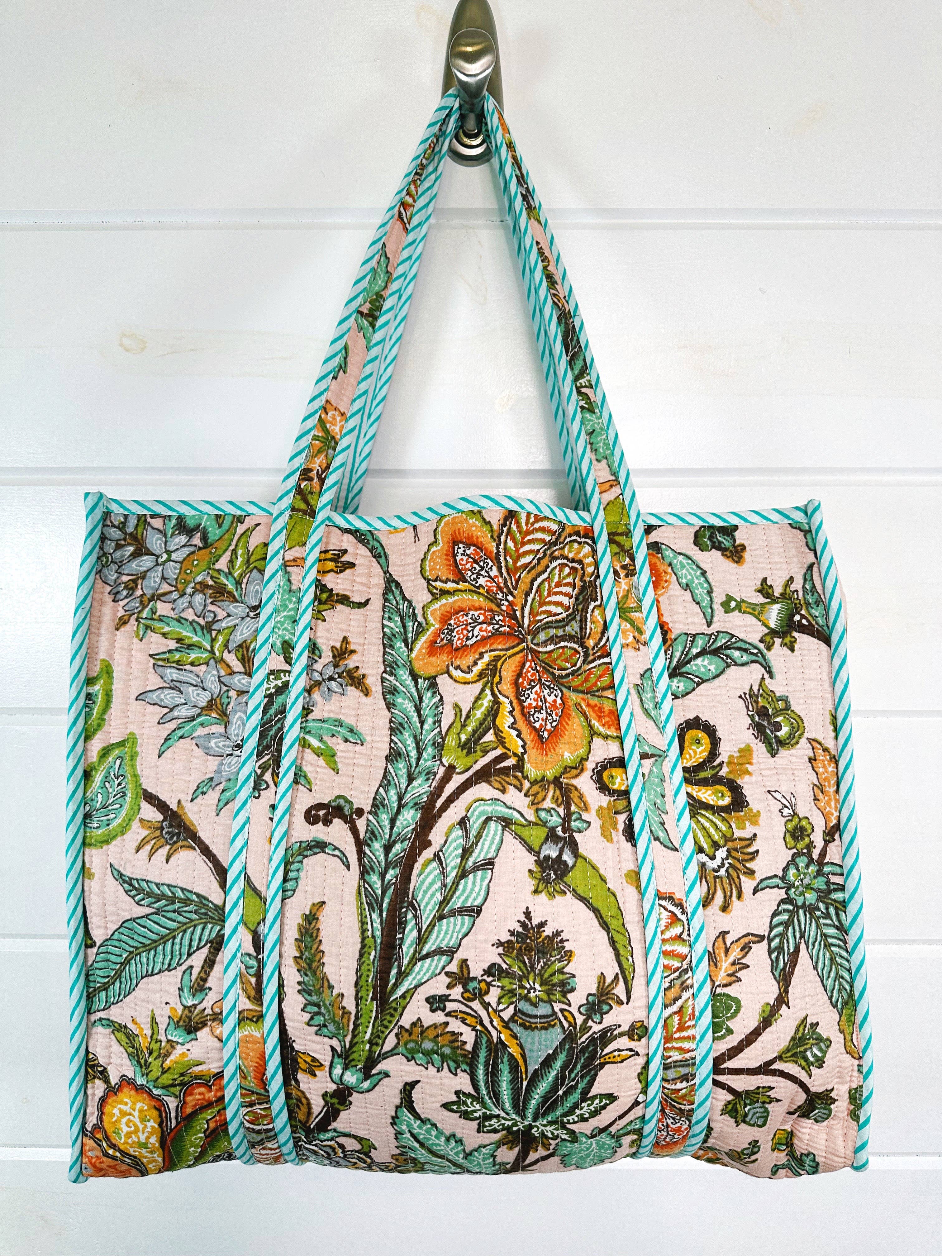 Folklore Couture - Wholesale Tote Bag - Women's - Quilted Tote Bag | Botanical Tote Bag | Large Shopping Tote 1