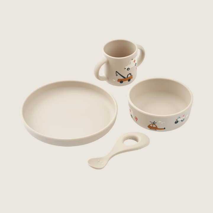 Silicone Dinnerware Set "Vivi Emergency Vehicle" for wholesale by Bazaar Noir UG
