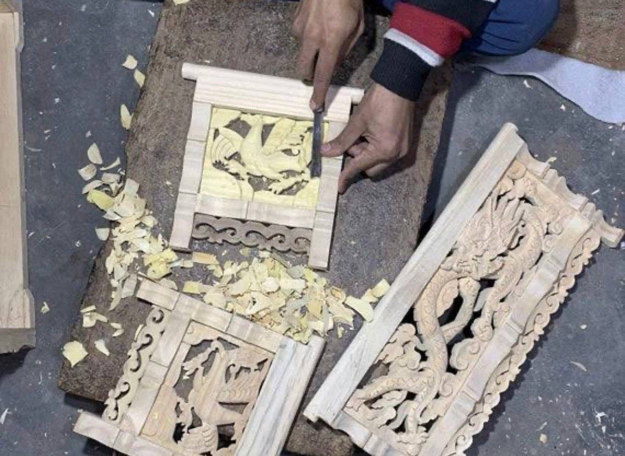 Lungta Imports – wholesale Decorative tabletop object – Solid Wood Hand Carved Tibetan Buddhist Prayer Shrine Altar8