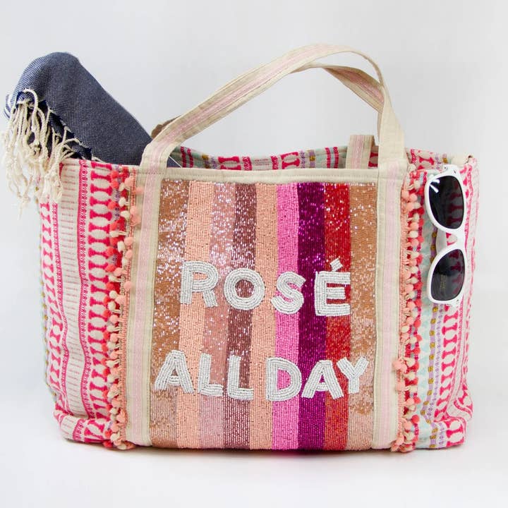 Rose All Day Canvas Tote Bag, Boho Tote Bag, Bachelorette for wholesale by GiftsbyPR