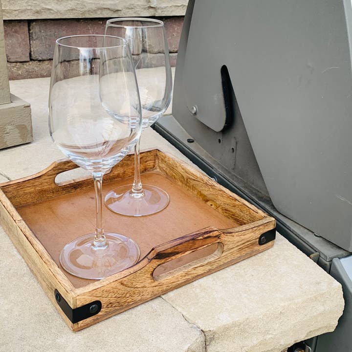 Lungta Imports - Wholesale Serving tray - Set of 3 Nesting Country Style Wooden Serving Trays4